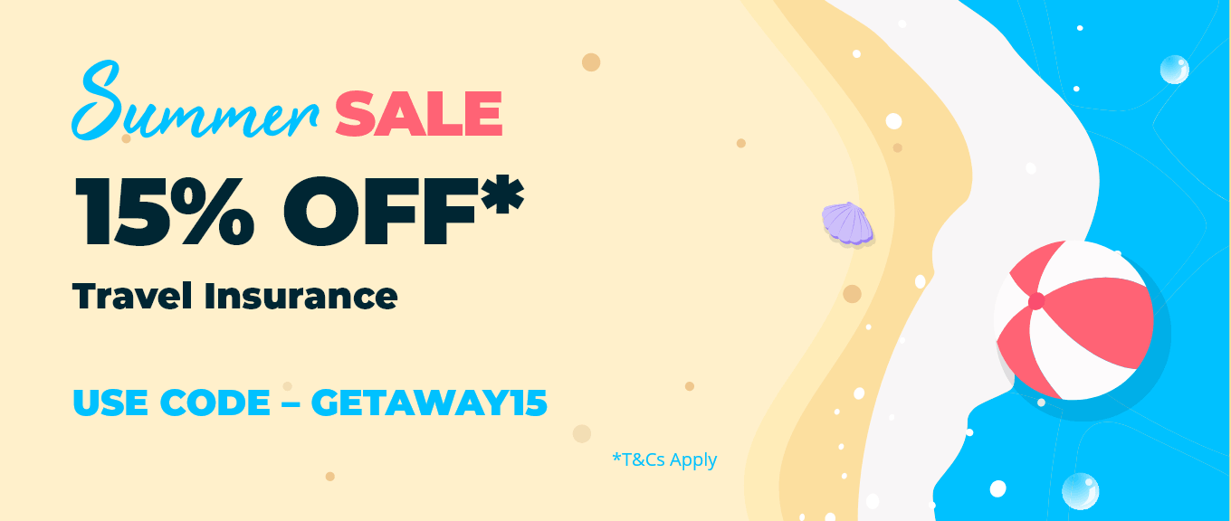 Summer Sale 15% Off* Single Trip & Annual Travel Insurance - Use Code GETAWAY15 *T&Cs Apply